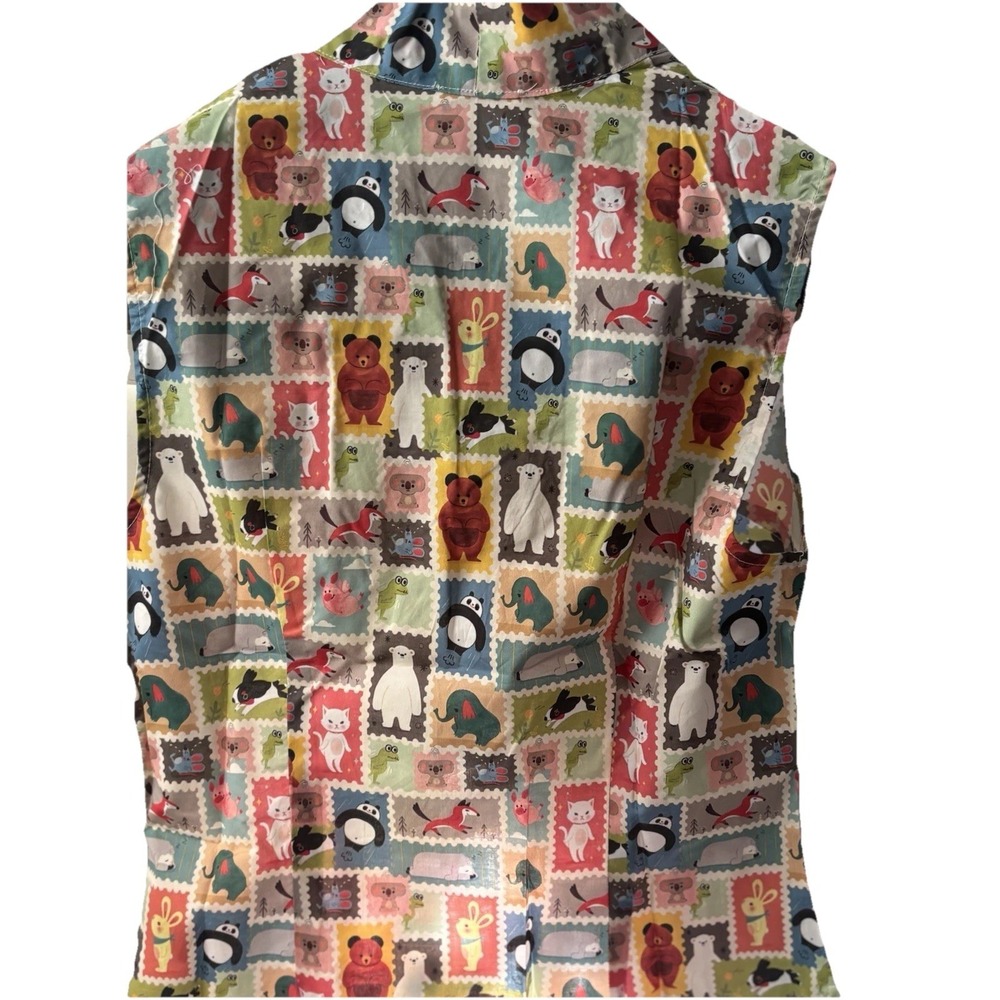 Tulip B Small Little Animals  Print W Tie Sleeveless Novelty NWT Cottage core - Picture 11 of 11